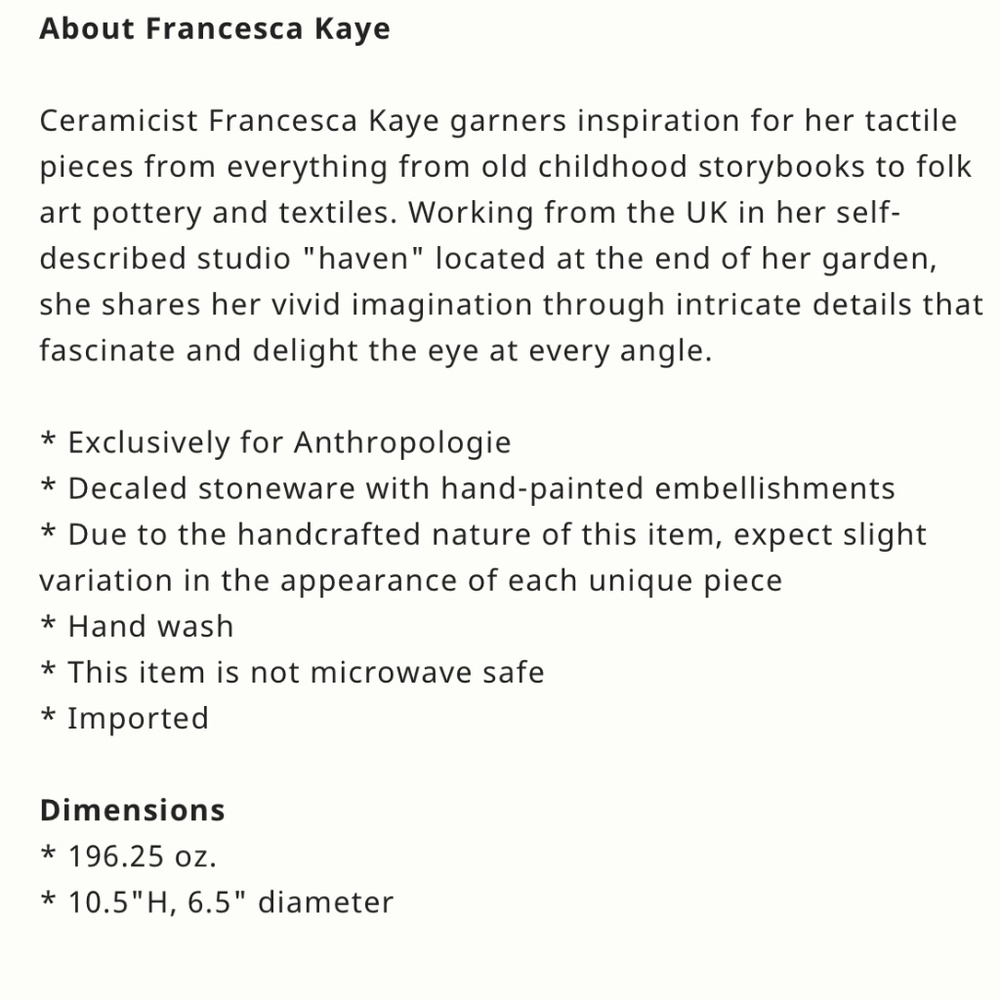 Francesca Kaye pitcher - Picture 4 of 4
